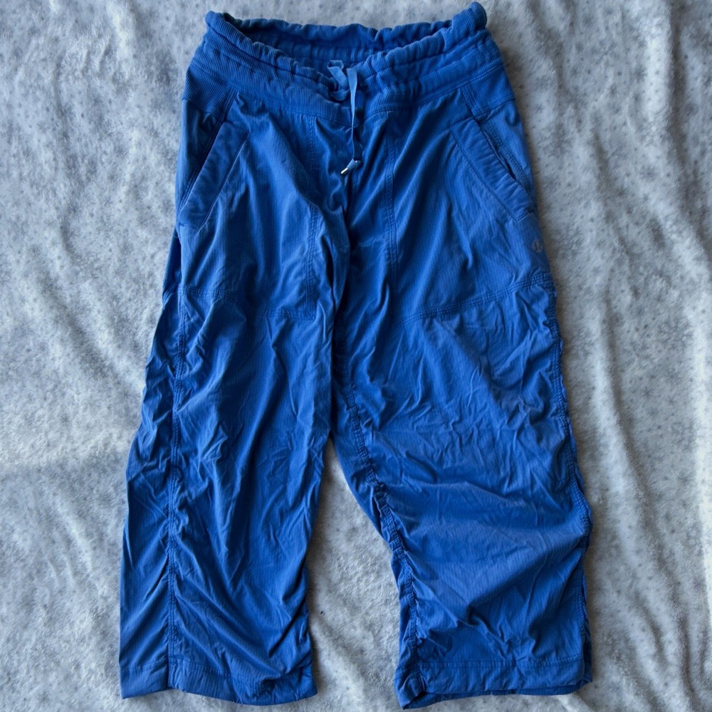 lululemon athletica Women's Blue Cropped Drawstring Wide-Leg Pants XS